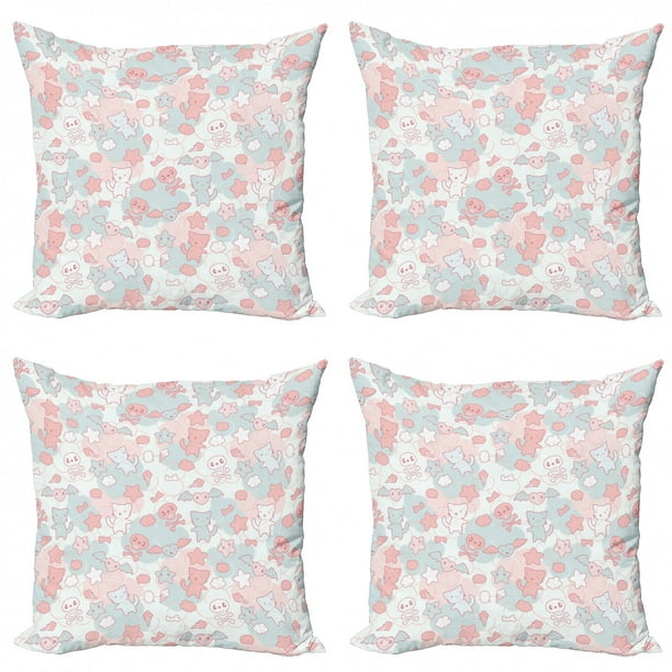 Gracie Gray Designs Bright Pink and Yellow Kawaii Stars Throw Pillow Multicolor 18x18 Gracie Gray Designs Bright Pink and Yellow Kawaii Stars Throw Pillow Multicolor 18x18